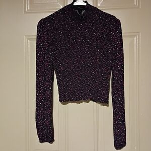 Women's Black and Pink Long Sleeve Top